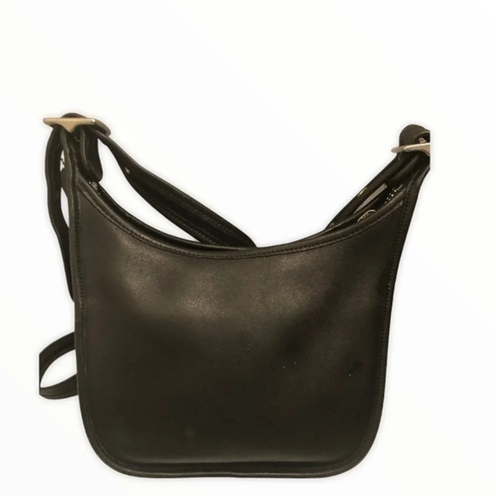 COACH vintage black leather messenger shoulder bag